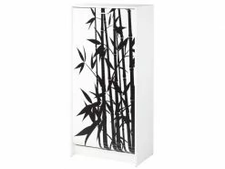 TOUSMESMEUBLES Meuble à Chaussures à Rideau Blanc - Shoes N°8 - L 58 X L 36 X H 121 - Neuf