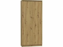 HUCOCO Prato - Meuble De Rangement - Bibliothèque De Bureau - 80x35x180 Cm - 2 Portes + 8 étagères - Chêne