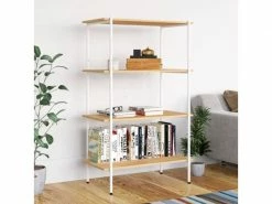 Vidaxl étagère à 4 Niveaux Blanc Et Chêne 80x40x130 Cm