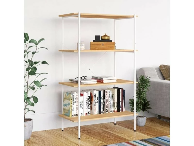 Vidaxl étagère à 4 Niveaux Blanc Et Chêne 80x40x130 Cm