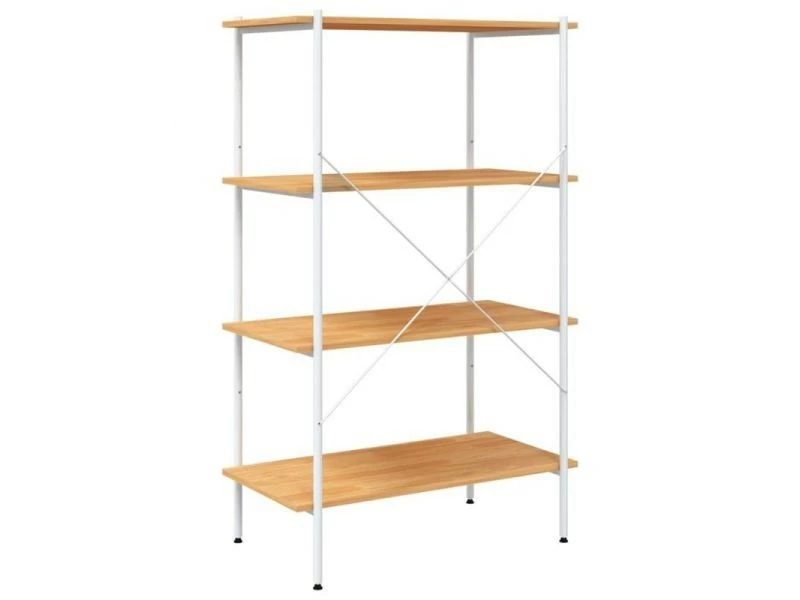Vidaxl étagère à 4 Niveaux Blanc Et Chêne 80x40x130 Cm – Image 4