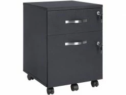 HELLOSHOP_26 Caisson De Bureau Caisson De Rangement Classeur Armoires Basses 2 Tiroirs 54,5 Cm Pour Dossiers Suspendus Noir Helloshop26 12_0000364