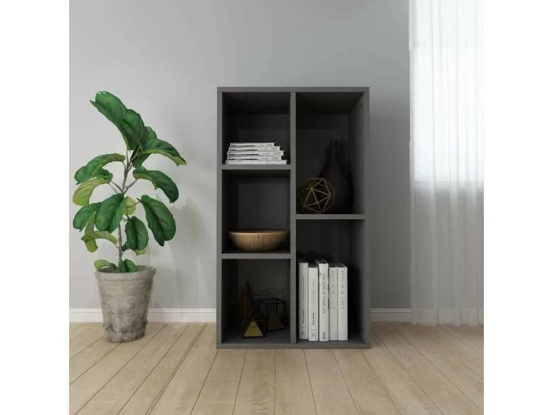 Icaverne - Bibliothèques Gamme Bibliothèque/buffet Gris Brillant 45 X 25 X 80 Cm Aggloméré – Image 2