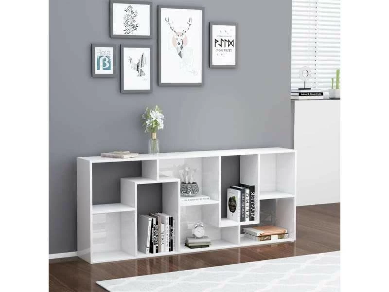 Sublime étagères Reference Vienne Bibliothèque Blanc Brillant 67x24x161 Cm Aggloméré – Image 2