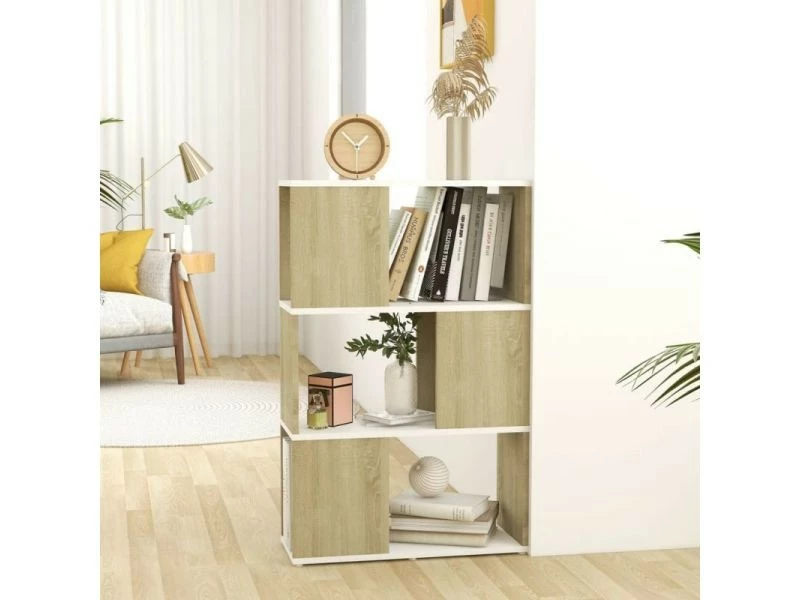 Vidaxl Bibliothèque/séparateur De Pièce Blanc Chêne Sonoma 60x24x94 Cm