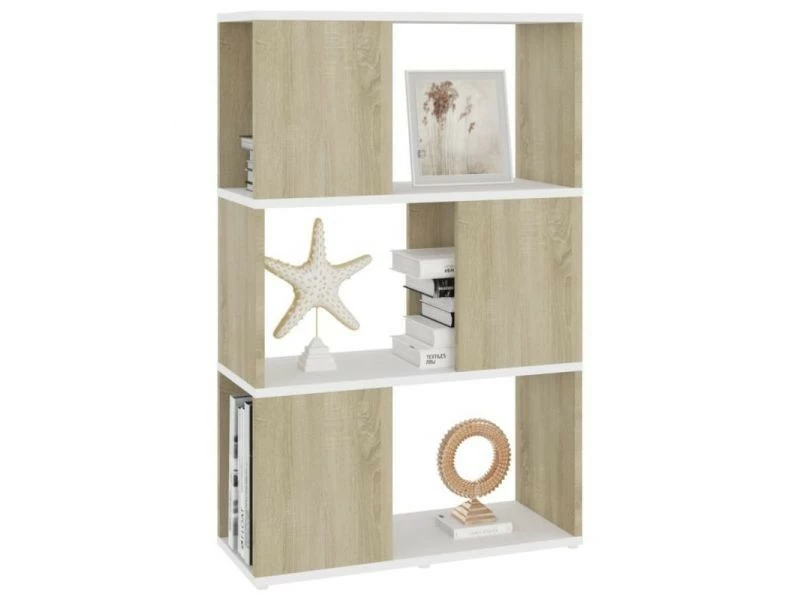Vidaxl Bibliothèque/séparateur De Pièce Blanc Chêne Sonoma 60x24x94 Cm – Image 3