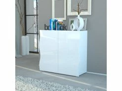 AHD_AMAZING_HOME_DESIGN Armoire Blanche Bois Polyvalente 2 Portes Salle De Bain Cuisine Onda Double