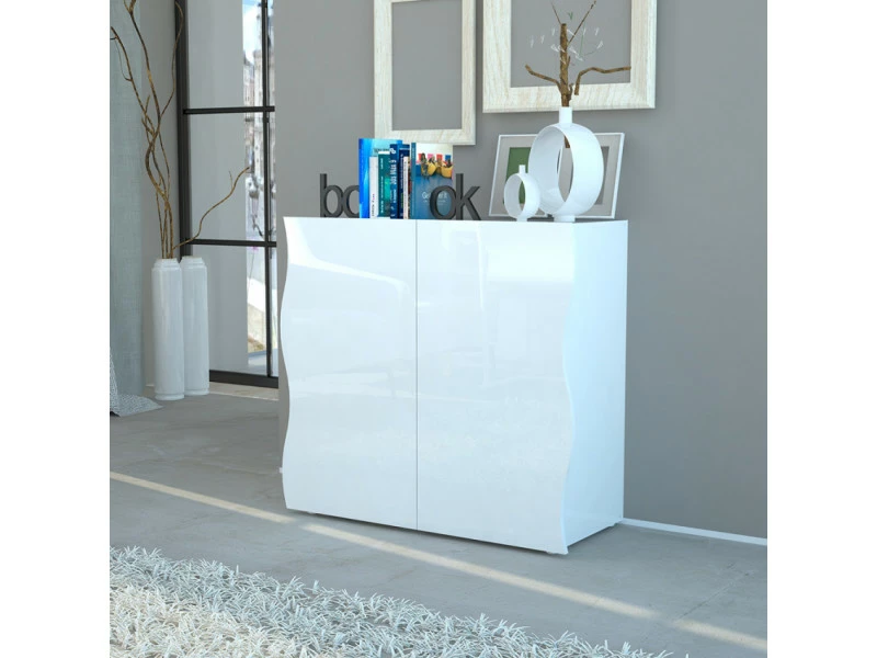 AHD_AMAZING_HOME_DESIGN Armoire Blanche Bois Polyvalente 2 Portes Salle De Bain Cuisine Onda Double