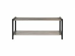 Bosco - Etagère à Chaussures Peuplier Noir Et Acier Chromé