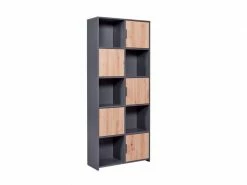 Bobochic Bibliothèque 185 Cm Deschamps Anthracite Et Chêne