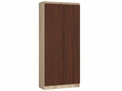 Akord Bibliothèque De Bureau, Armoire R80 Chêne Sonoma 80 Cm 2 Portes Couleur Wengé Mat, 8 étagères - 80x35x180 Cm