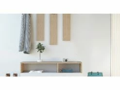 Homemania Cabinet D'entrée Charles - Blanc, Chêne - 137 X 35 X 154 Cm