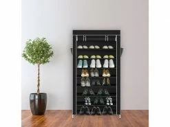 Étagère à Chaussures à 10 Niveaux Avec Couvercle Anti-poussière Noir