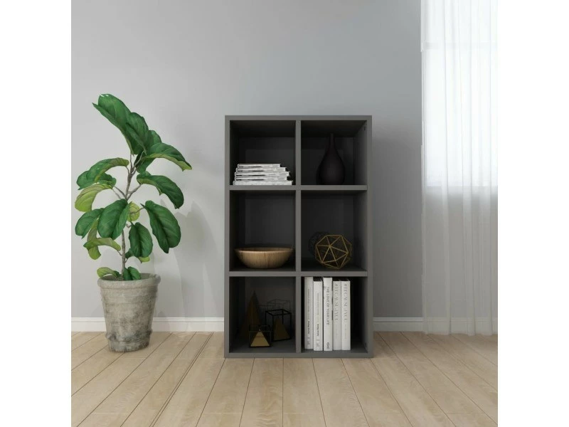 Chic étagères Categorie Malabo Bibliothèque/buffet Gris Brillant 66x30x97,8 Cm Aggloméré