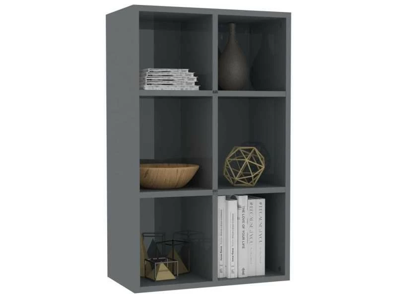 Chic étagères Categorie Malabo Bibliothèque/buffet Gris Brillant 66x30x97,8 Cm Aggloméré – Image 2