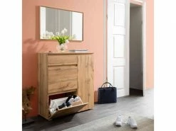 TERRE_DE_NUIT Meuble à Chaussures En Bois Imitation Chêne - Mc7062