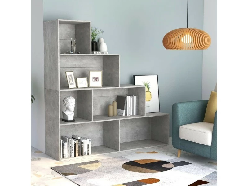 Icaverne - Bibliothèques Ensemble Bibliothèque/séparateur De Pièce Gris Béton 155x24x160 Cm – Image 2