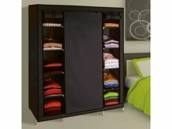 ID_MARKET Armoire De Rangement Noire Dressing Penderie Xxl Tissu