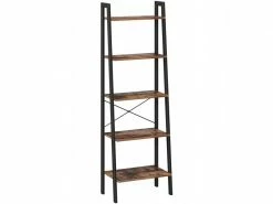 HUCOCO Larbin - étagère Style Rustique Salon/chambre à Coucher/bureau - 172x56x34 Cm - 5 Tablettes - Marron