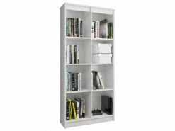 Dita - Bibliothèque Style Contemporain Salon/séjour/bureau - 180x80x35 Cm 8 Niches De Rangement - Meuble De Rangement - Blanc
