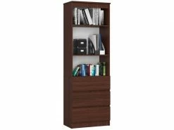 Akord Bibliothèque De Bureau, étagère R60 Wengé 60 Cm 3 Tiroirs Couleur Wengé Mat, 3 étagères - 60x35x180 Cm