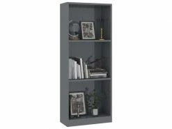 Stylé étagères Categorie Saint-domingue Bibliothèque à 3 Niveaux Gris Brillant 40x24x108 Cm Aggloméré