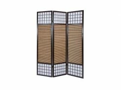 Paravent Bois Brun En Bambou 3 Pièces 200cmx130