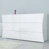 AHD_AMAZING_HOME_DESIGN Commode Chambre 6 Tiroirs Blanc Brillant Arco Sideboard
