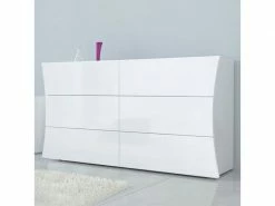 AHD_AMAZING_HOME_DESIGN Commode Chambre 6 Tiroirs Blanc Brillant Arco Sideboard