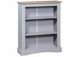 Superbe étagères Ligne Windhoek Bibliothèque à 3 Niveaux Pin Mexicain Corona Gris 81x29x100 Cm