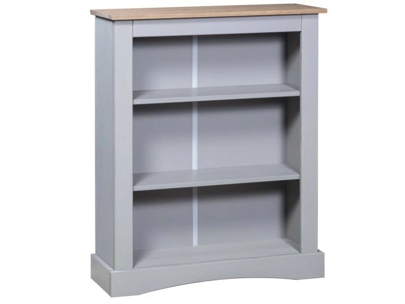 Superbe étagères Ligne Windhoek Bibliothèque à 3 Niveaux Pin Mexicain Corona Gris 81x29x100 Cm