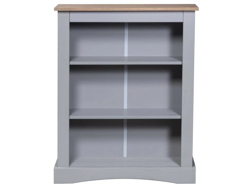 Superbe étagères Ligne Windhoek Bibliothèque à 3 Niveaux Pin Mexicain Corona Gris 81x29x100 Cm – Image 2