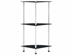 Vidaxl étagère à 3 Niveaux Noir 30x30x67 Cm Verre Trempé