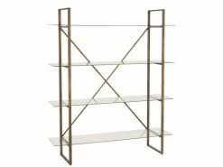 Étagères 4 Niveaux Métal Cuivré Et Verre Trempé Splenda