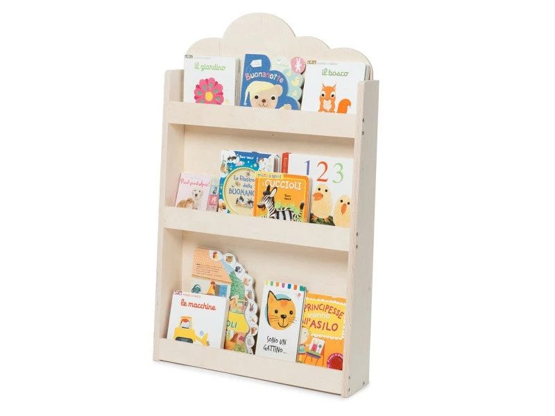 Bibliothèque Pour Enfants - Blumfeldt Cuckoo Natural - 3 étagères - 60 X 95 X 13cm - Bois - Modèle Nuage
