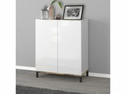 AHD_AMAZING_HOME_DESIGN Meuble à Chaussures D'entrée Blanc 24 Paires De Chaussures De Meubles De Salon Jodie Light