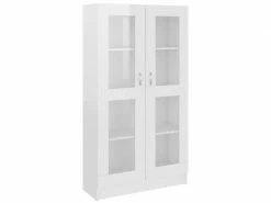 Icaverne - Bibliothèques Gamme Armoire à Vitrine Blanc Brillant 82,5x30,5x150 Cm Aggloméré