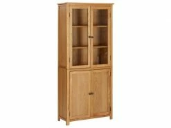 Sublime étagères Dakar Bibliothèque Avec 4 Portes 90x35x200 Cm Bois De Chêne Et Verre