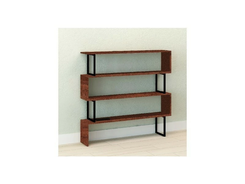 Homemania Bibliothèque Sirio - Noyer, Noir -145 X 34 X 120 Cm – Image 2