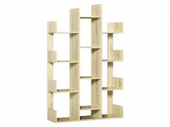HOMCOM Bibliothèque étagère Séparation Design Contemporain En Arbre Dim. 96l X 30l X 150h Cm Panneaux Particules Aspect Chêne Clair
