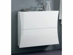 Étagère à Chaussures Moderne, Made In Italy, Avec 2 Portes, étagère à Chaussures D'entrée, 101x27h82 Cm, Couleur Blanc Brillant