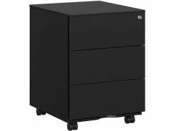 HELLOSHOP_26 Caisson De Bureau Mobile Verrouillable Avec 3 Tiroirs Rangement De Documents Papeterie Préassemblé Pour Bureau Bureau à Domicile 39 X 45 X 55 Cm Noir Mat Helloshop26 12_0000363