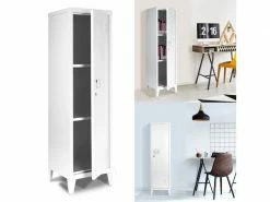 ID_MARKET Armoire Vestiaire Estel En Métal Blanche