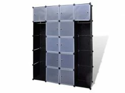 Vidaxl 240499 Modular Cabinet With 14 Compartments Black And White 37 X 146 X 180,5 Cm