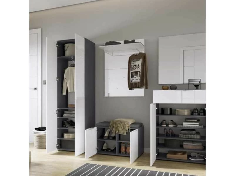 Germania Banc à Chaussures Gw-rimini 75x40x48 Cm Graphite Et Blanc – Image 2