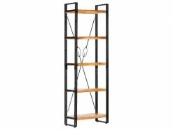 Superbe étagères Serie Bujumbura Bibliothèque à 5 Niveaux 60x30x180 Cm Bois D'acacia Solide
