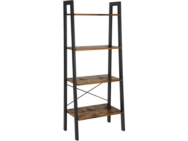 Lesely - Bibliothèque Style Rustique Salon/chambre à Coucher - 137.5x56x34 Cm - 3 Tablettes - Marron