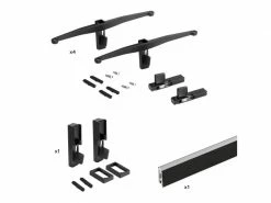 Emuca Kit De 4 Jeux De Supports Pour étagères En Bois, 1 Jeu De Supports De Tringle Et Une Tringle De 1 M, Zamak, Noir Texturé