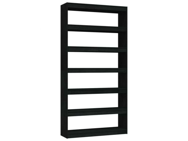 Vidaxl Bibliothèque/séparateur De Pièce Noir 100x30x200 Cm Pin Massif – Image 2