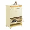 Sobuy Fsr124-mi Armoire à Chaussures, Meuble De Rangement à Chaussures, Commode à Chaussures Sur Pieds, Meuble D'entrée Avec 1 Tiroir Et 2 Abattants, Beige
